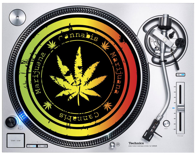 Cannabis Leaf DJ Slipmat - Vinyl Turntable Decks Reggae Weed Technics