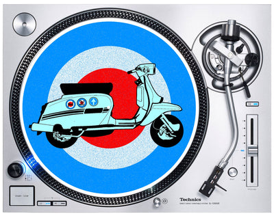 Mod Scooter Distressed DJ Slipmat Record Player Turntable Decks 12 Inch