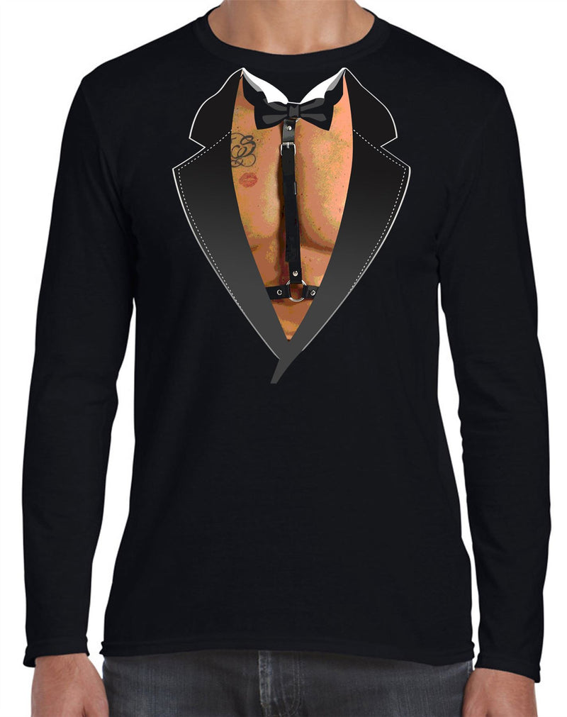 Funny Bondage Long Sleeve Tuxedo T-Shirt - Stag Do Wedding Fancy Dress