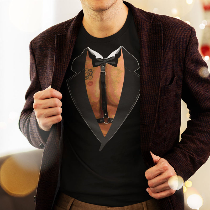 Funny Bondage Long Sleeve Tuxedo T-Shirt - Stag Do Wedding Fancy Dress