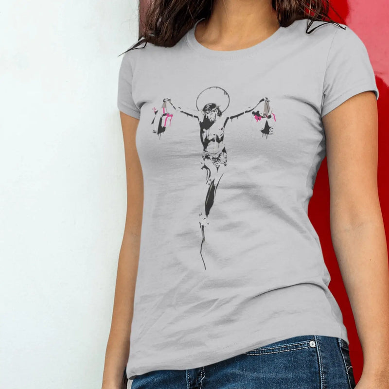 Banksy Material Jesus Ladies T-Shirt