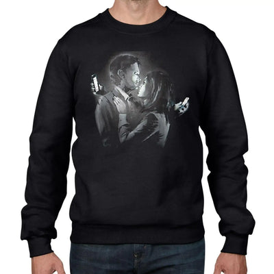 Banksy Mobile Lovers Graffiti Men's Sweatshirt Jumper L / Black