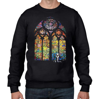 Banksy Stained Glass Window Graffiti Men's Sweatshirt Jumper