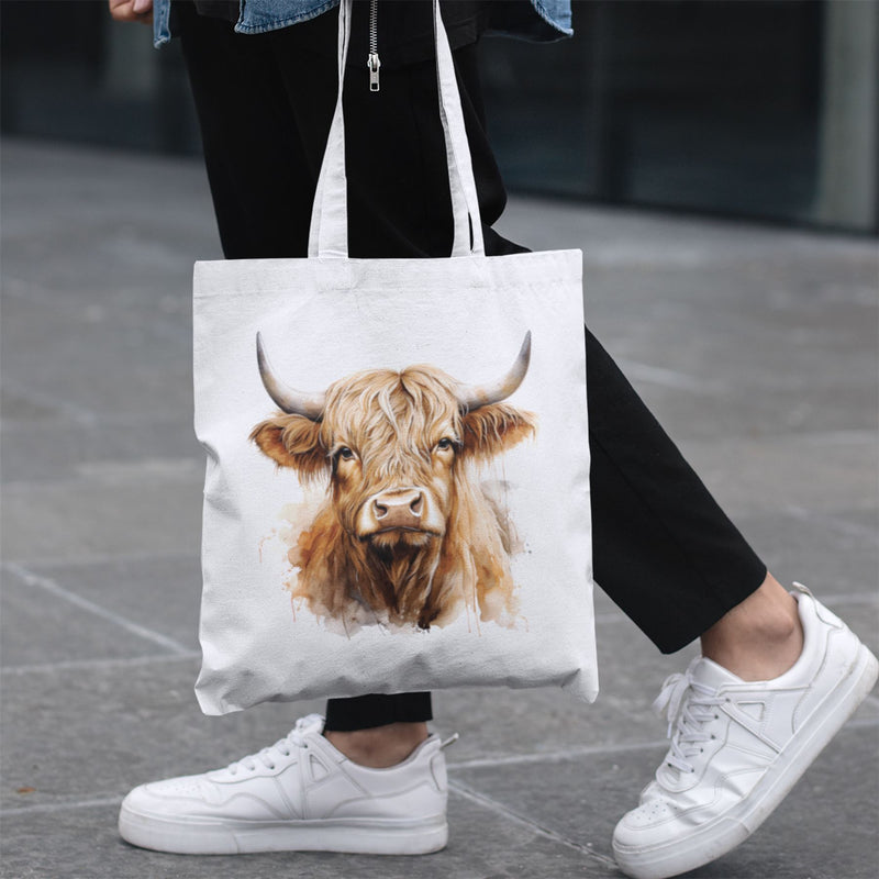 Highland Cattle Tote Bag - Scottish Cow Highland Cattle Cute Gift for Farmer