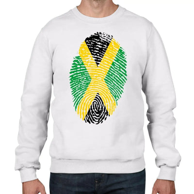 Jamaican Flag Finger Print Reggae Men's Sweatshirt Jumper L / White