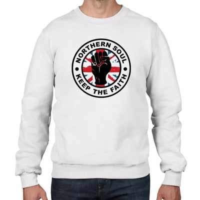 Keep The Faith Union Jack Men's Sweatshirt Jumper L / White