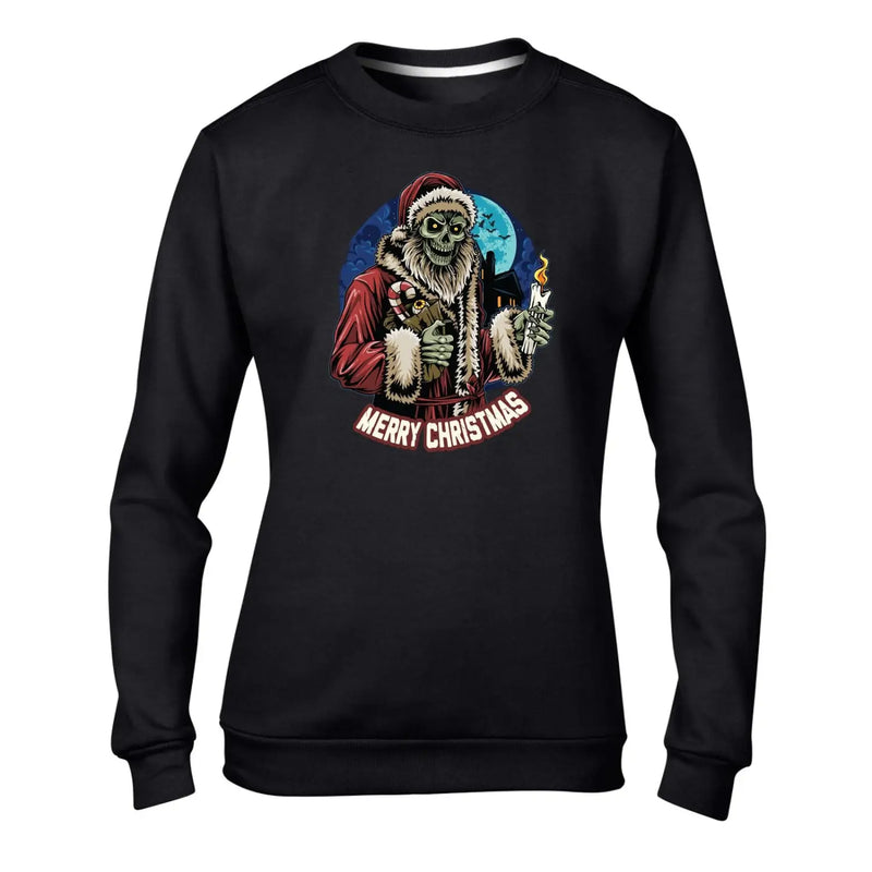 Merry Christmas Skeleton Santa Claus Womens Sweatshirt