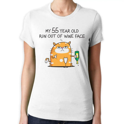 My 55 Year Old Run Out Of Wine Face Funny 55th Birthday Present Women's T-Shirt XL