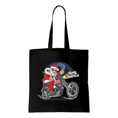 Santa Claus Biker Merry Christmas Shoulder Shopping Tote