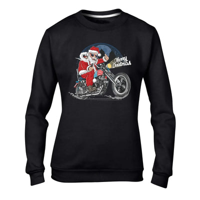 Santa Claus Biker Merry Christmas Womens Sweatshirt Jumper