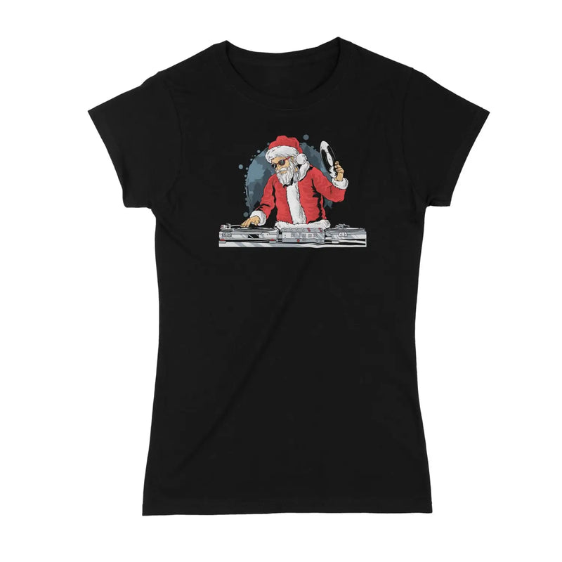 Santa Claus DJ Christmas Decks Womens T Shirt - Womens