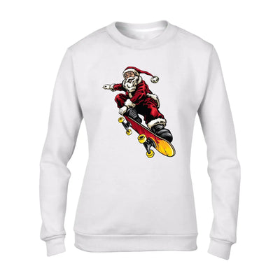 Santa Claus Skateboarder Christmas Womens Sweatshirt Jumper