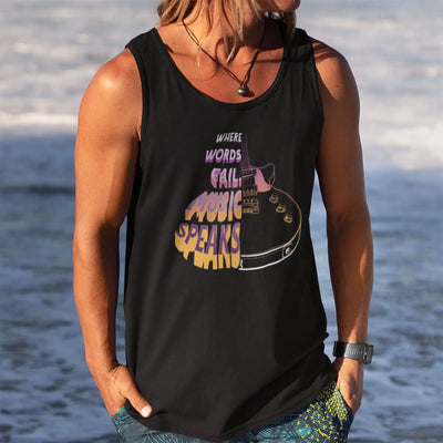 Where Words Fail Music Speaks Guitar Vest Top - Guitarist