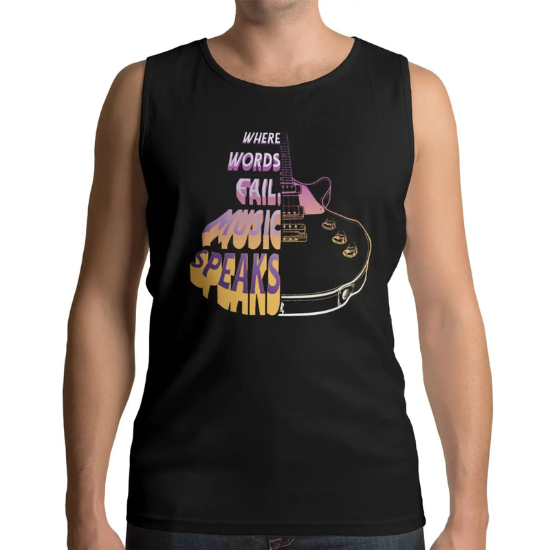 Where Words Fail Music Speaks Guitar Vest Top - Guitarist