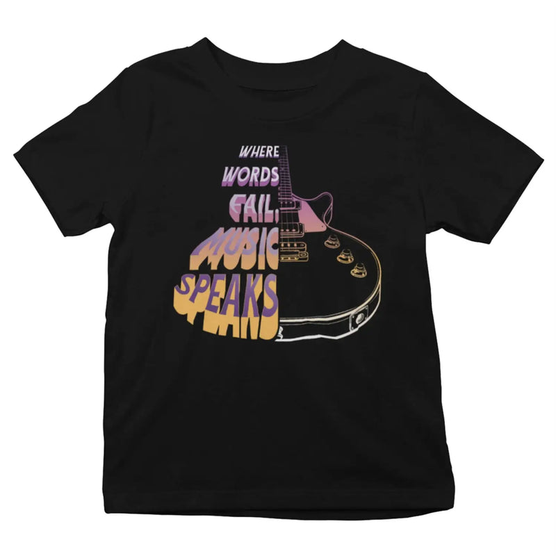 Where Words Fail Music Speaks Kids Guitar T-Shirt