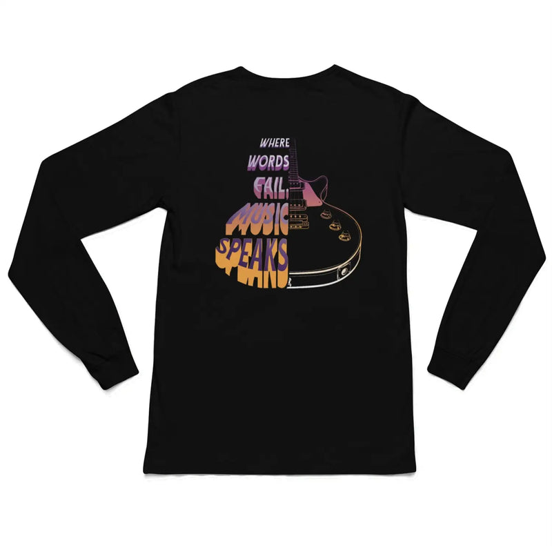 Where Words Fail Music Speaks Long Sleeve Guitar T-Shirt